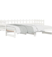 Tagesbett Ausziehbar Weiß 2x(80x200) cm Massivholz Kiefer