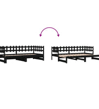 Tagesbett Ausziehbar Schwarz 2x(80x200) cm Massivholz Kiefer