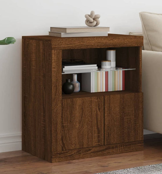 Sideboard mit LED-Leuchten Braun Eichen-Optik 60,5x37x67 cm