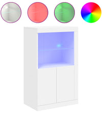 Beistellschrank mit LED-Leuchten Weiß Holzwerkstoff