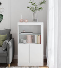 Beistellschrank mit LED-Leuchten Weiß Holzwerkstoff