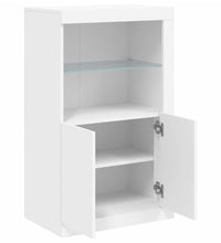 Beistellschrank mit LED-Leuchten Weiß Holzwerkstoff