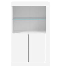 Beistellschrank mit LED-Leuchten Weiß Holzwerkstoff