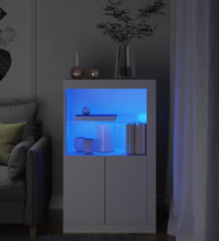 Beistellschrank mit LED-Leuchten Weiß Holzwerkstoff