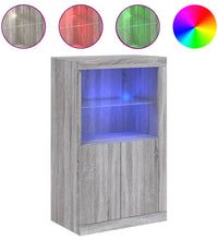 Beistellschrank mit LED-Leuchten Grau Sonoma Holzwerkstoff