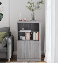 Beistellschrank mit LED-Leuchten Grau Sonoma Holzwerkstoff