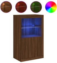 Beistellschrank mit LED-Leuchten Braun Eiche Holzwerkstoff