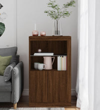 Beistellschrank mit LED-Leuchten Braun Eiche Holzwerkstoff