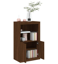 Beistellschrank mit LED-Leuchten Braun Eiche Holzwerkstoff