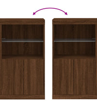 Beistellschrank mit LED-Leuchten Braun Eiche Holzwerkstoff