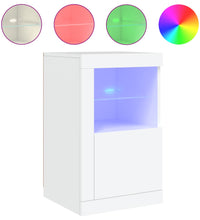 Beistellschrank mit LED-Leuchten Weiß Holzwerkstoff