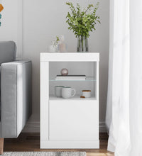 Beistellschrank mit LED-Leuchten Weiß Holzwerkstoff