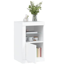 Beistellschrank mit LED-Leuchten Weiß Holzwerkstoff