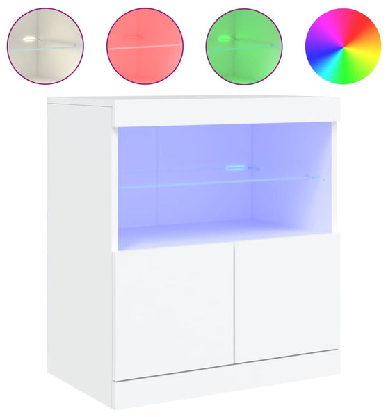 Sideboard mit LED-Leuchten Weiß 60x37x67 cm