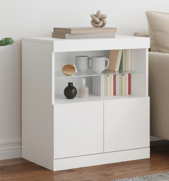 Sideboard mit LED-Leuchten Weiß 60x37x67 cm