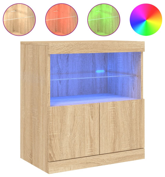 Sideboard mit LED-Leuchten Sonoma-Eiche 60x37x67 cm