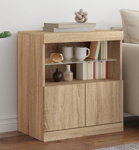 Sideboard mit LED-Leuchten Sonoma-Eiche 60x37x67 cm