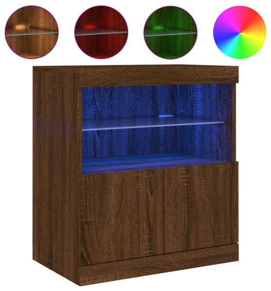 Sideboard mit LED-Leuchten Braun Eichen-Optik 60x37x67 cm