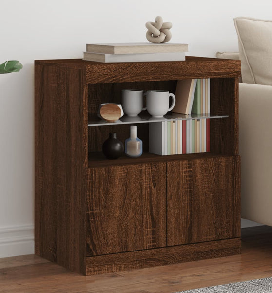 Sideboard mit LED-Leuchten Braun Eichen-Optik 60x37x67 cm