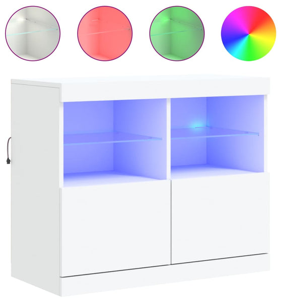 Sideboard mit LED-Leuchten Weiß 81x37x67 cm