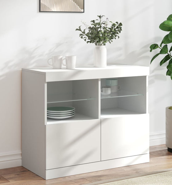 Sideboard mit LED-Leuchten Weiß 81x37x67 cm