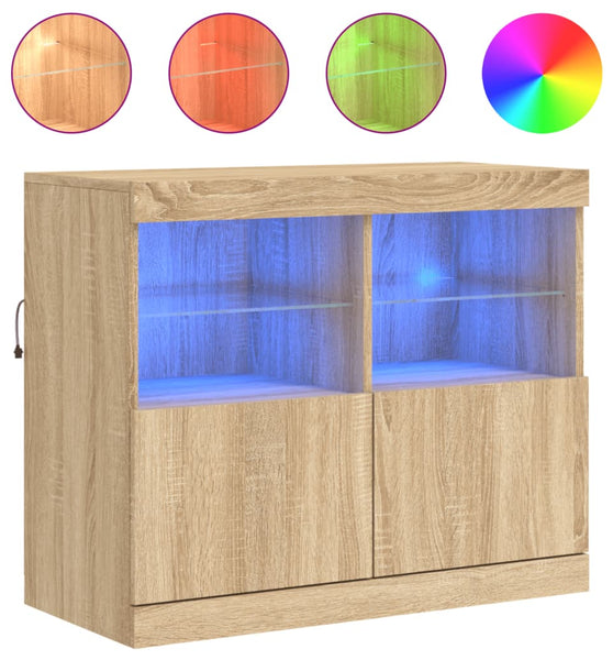 Sideboard mit LED-Leuchten Sonoma-Eiche 81x37x67 cm