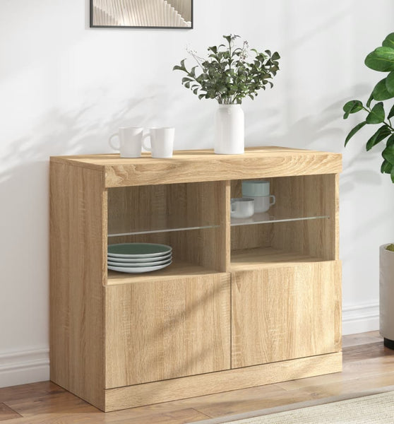 Sideboard mit LED-Leuchten Sonoma-Eiche 81x37x67 cm