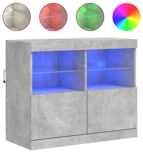 Sideboard mit LED-Leuchten Betongrau 81x37x67 cm
