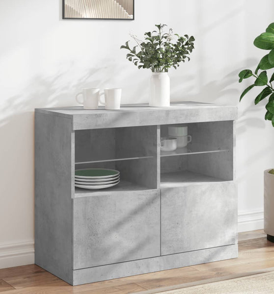Sideboard mit LED-Leuchten Betongrau 81x37x67 cm