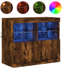 Sideboard mit LED-Leuchten Räuchereiche 81x37x67 cm