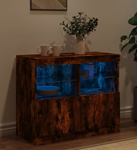 Sideboard mit LED-Leuchten Räuchereiche 81x37x67 cm