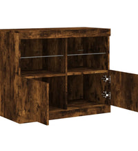 Sideboard mit LED-Leuchten Räuchereiche 81x37x67 cm