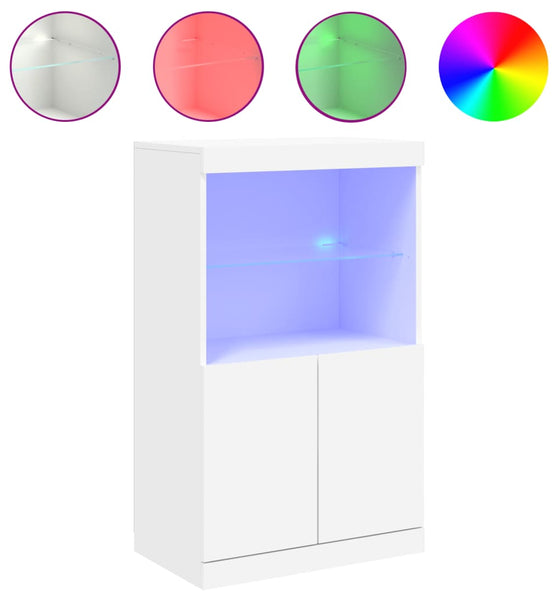 Sideboard mit LED-Leuchten Weiß 60,5x37x100 cm