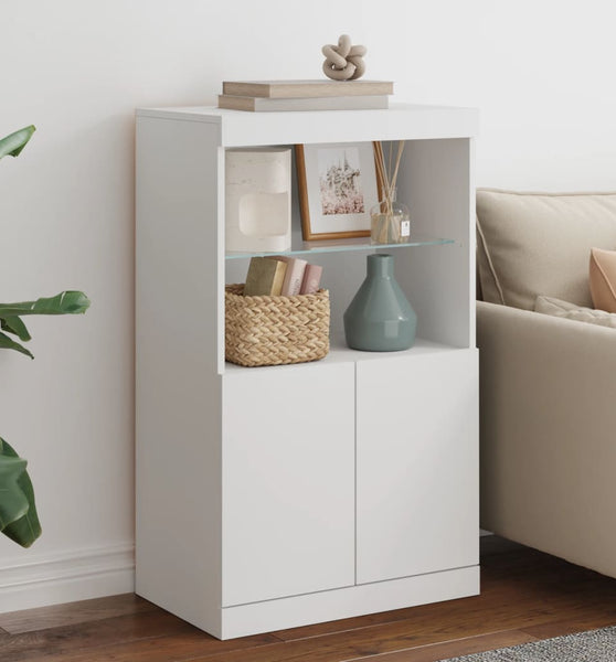 Sideboard mit LED-Leuchten Weiß 60,5x37x100 cm