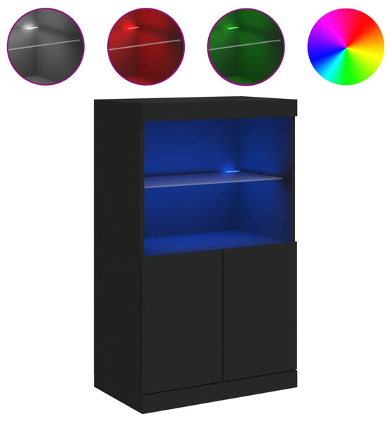 Sideboard mit LED-Leuchten Schwarz 60,5x37x100 cm