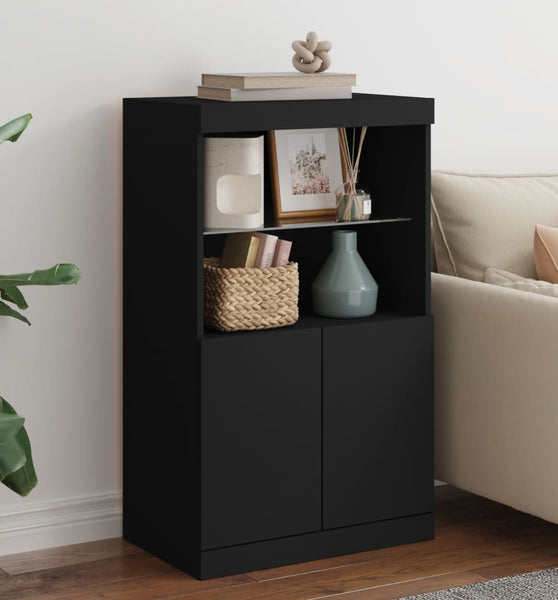 Sideboard mit LED-Leuchten Schwarz 60,5x37x100 cm
