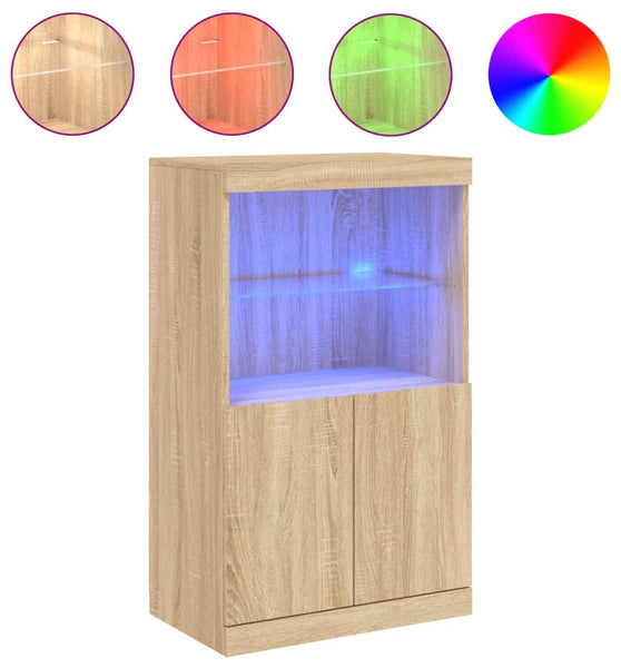 Sideboard mit LED-Leuchten Sonoma-Eiche 60,5x37x100 cm
