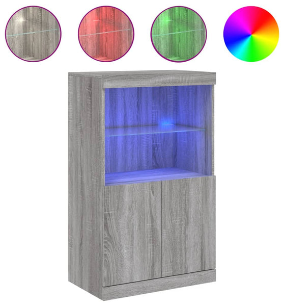 Sideboard mit LED-Leuchten Grau Sonoma 60,5x37x100 cm