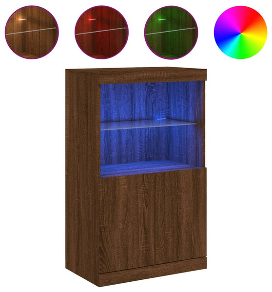 Sideboard mit LED-Leuchten Braun Eichen-Optik 60,5x37x100 cm