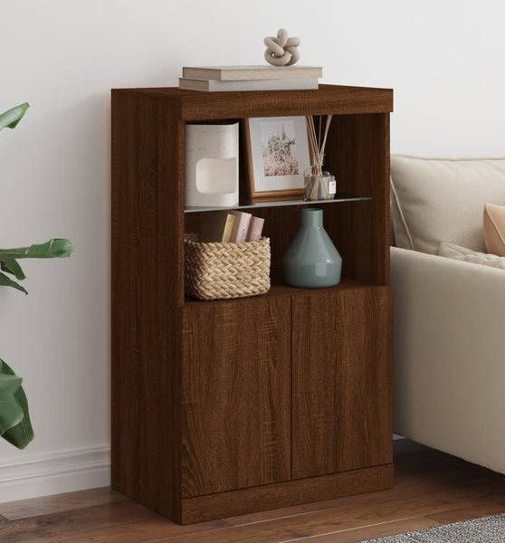 Sideboard mit LED-Leuchten Braun Eichen-Optik 60,5x37x100 cm