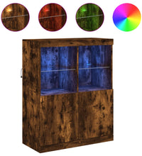 Sideboard mit LED-Leuchten Räuchereiche 81x37x100 cm