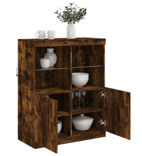 Sideboard mit LED-Leuchten Räuchereiche 81x37x100 cm