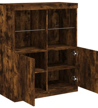 Sideboard mit LED-Leuchten Räuchereiche 81x37x100 cm