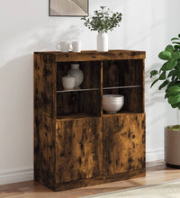 Sideboard mit LED-Leuchten Räuchereiche 81x37x100 cm
