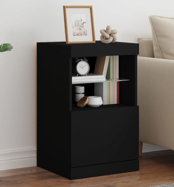Sideboard mit LED-Leuchten Schwarz 41x37x67 cm