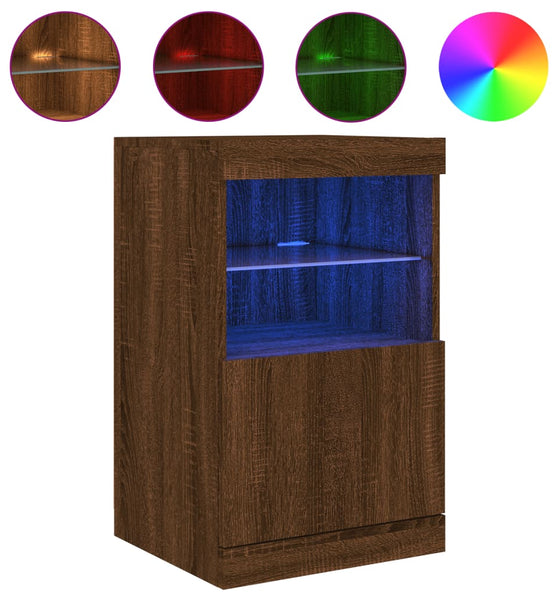 Sideboard mit LED-Leuchten Braun Eichen-Optik 41x37x67 cm