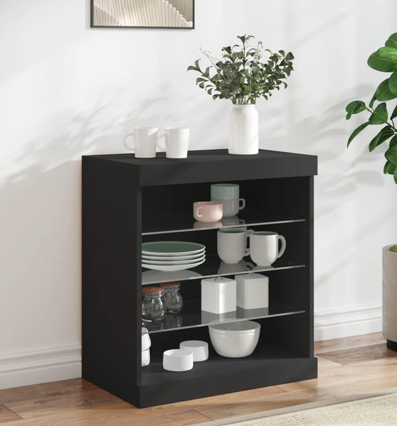 Sideboard mit LED-Leuchten Schwarz 60,5x37x67 cm