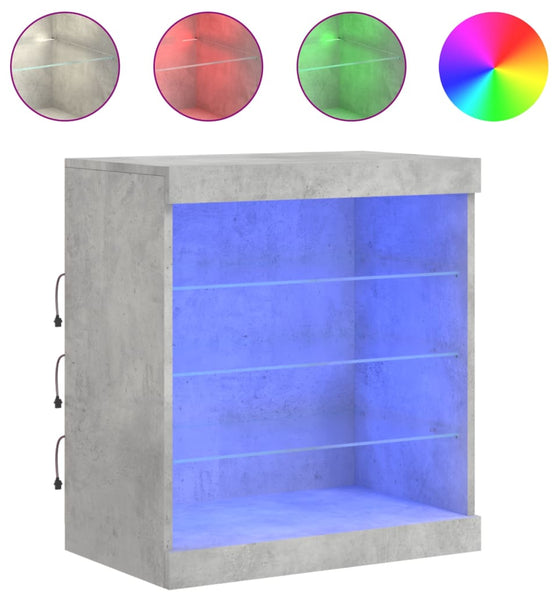 Sideboard mit LED-Leuchten Betongrau 60,5x37x67 cm