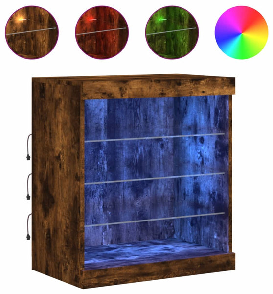 Sideboard mit LED-Leuchten Räuchereiche 60,5x37x67 cm