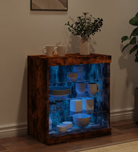 Sideboard mit LED-Leuchten Räuchereiche 60,5x37x67 cm